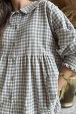 Annie Gingham Peter Pan Smock Blouse Mocha